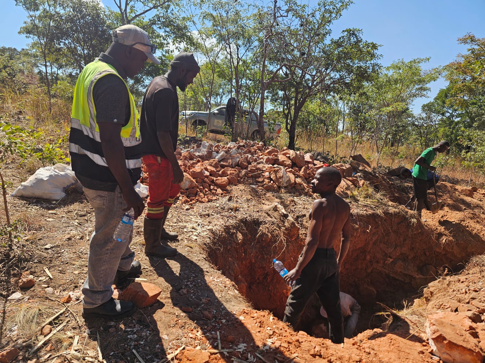 Excavation trench on site